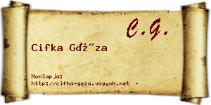 Cifka Géza névjegykártya